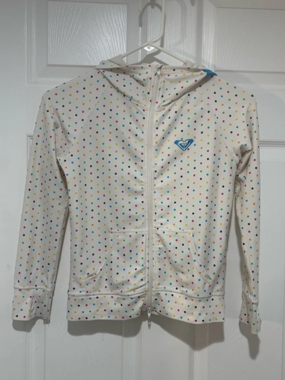 ROXY Girls Polka Dot Full Zip Hooded Rashguard